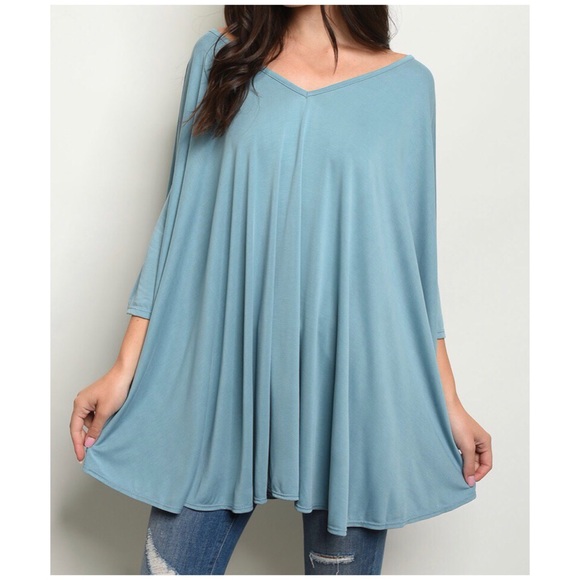 January Summer Tops - DEEP SKY BLUE TOP